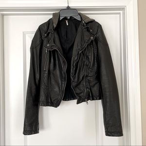 Free People Black Moto Vegan Leather Jacket (size 0)